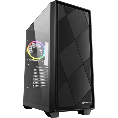Sharkoon VS8 RGB černá / ATX / 2x USB 3.0 /  1x USB-C /3x 120mm / bez zdroje / průhledná bočnice