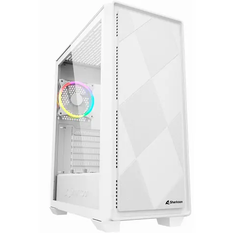 Sharkoon VS8 RGB bílá / ATX / 2x USB 3.0 /  1x USB-C /3x 120mm / bez zdroje / průhledná bočnice