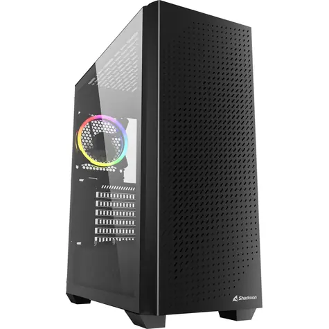 Sharkoon VS9 RGB černá / ATX / 2x USB 3.0 / 1x USB-C / 3x 120mm / bez zdroje / průhledná bočnice