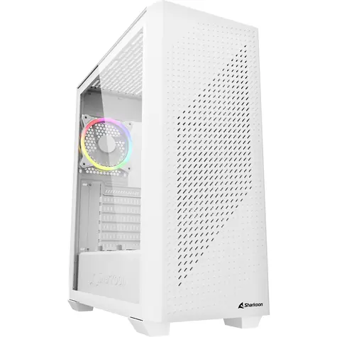 Sharkoon VS9 RGB bílá / ATX / 2x USB 3.0 / 1x USB-C / 3x 120mm / bez zdroje / průhledná bočnice