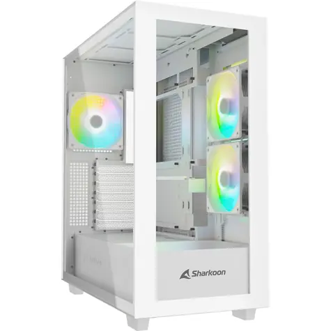 Sharkoon Rebel C60 Black RGB bílá / ATX / 2x USB 3.2 / 1x USB-C / 3x 120mm / bez zdroje / průhledná bočnice