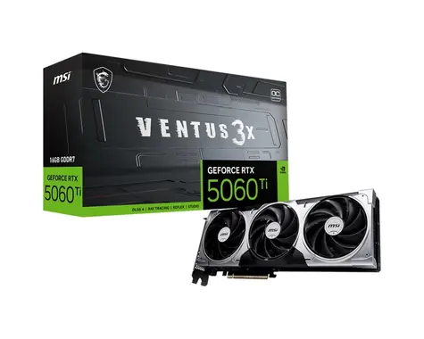 MSI NVIDIA GeForce RTX 5060 Ti 16G VENTUS 3X OC, 3xDP, 1xHDMI