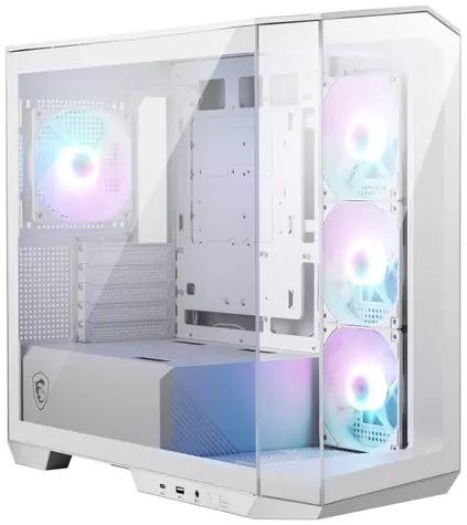 MSI MAG PANO M100R PZ bílá / ATX / 1x USB 3.2 USB-C & 1x USB 3.2 / 4x 120 ARGB / bez zdroje / průhledná bočnice