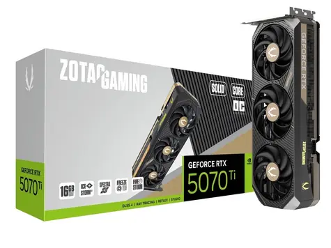 ZOTAC GeForce RTX 5070 Ti Solid Core OC 16GB / 2295 - 2482Mhz / 16GB GDDR7 / 256bit / 1x HDMI + 3x DP / 750W (16)