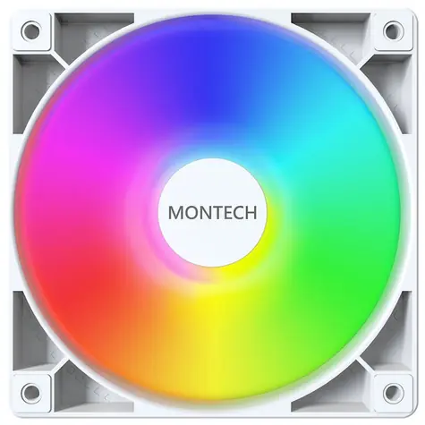 Montech GF120 PWM ARGB bílá / 120 mm / Hydraulic Bearing / 25.5 dB @ 1600 RPM / 112 CFM / ARGB / 4-pin