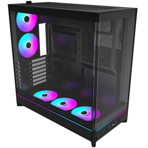 Montech HS02 PRO černá / ATX / 2x USBA / 1x USB-C / 5x 120mm / bez zdroje / průhledná bočnice