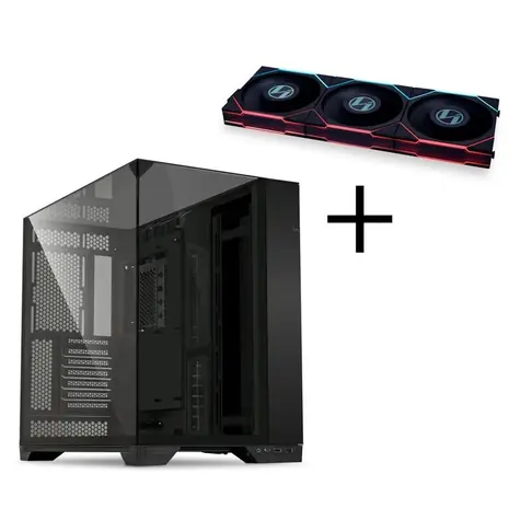 Lian Li O11 Vision černá / PC skříň / ATX / Bez zdroje / 2x USB 3.0 / 3x120mm LCD fans /průhledná bočnice 
