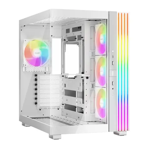 be quiet! Light Base 600 LX ARGB bílá / ATX / 2x USB-A / 1x USB-C / 4x 120mm / bez zdroje / průhledná bočnice