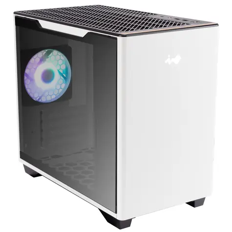 InWin A3 bílá / mITX / 2x USB-A 3.2 / 1x USB-C 3.2 / 1x 120mm / bez zdroje / průhledná bočnice 
