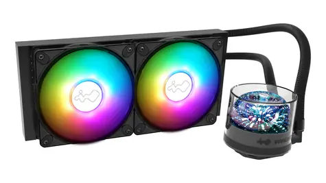 InWin NR24 ARGB AiO černá / 2x 120mm / 1800 RPM / 82.96 CFM / 25 dB / 3-Pin + 4-Pin / AMD + Intel
