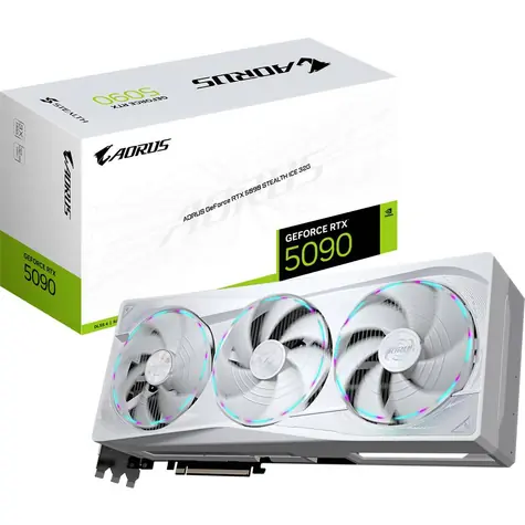 GIGABYTE AORUS GeForce RTX 5090 STEALTH ICE 32G / 2655MHz / 32GB GDDR7 / 512-bit / 1x HDMI + 3x DP / 1000W (16)
