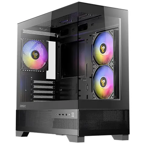 Antec CX500M ARGB černá / mATX / 2x USB-A 3.0 / 1x USB-C 3.2 Gen2 / 3x 120mm ARGB / bez zdroje / průhledná bočnice