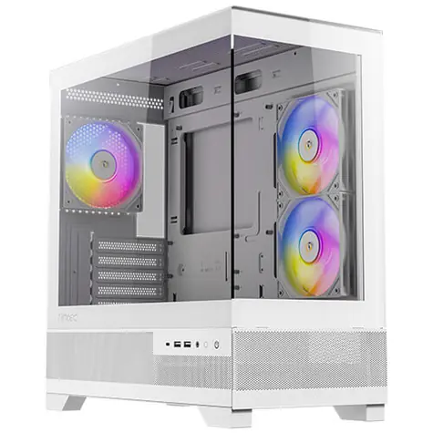 Antec CX500M ARGB bílá / mATX / 2x USB-A 3.0 / 1x USB-C 3.2 Gen2 / 3x 120mm ARGB / bez zdroje / průhledná bočnice