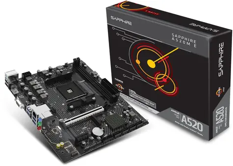 Sapphire A520M-E / A520 / 2x DDR4 / SATA III RAID / USB / GLAN / M.2 / AM4 / mATX