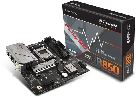 Sapphire PULSE B850M WIFI / B850 / 4x DDR5 / SATA III / USB / 2.5GLAN / Wi-Fi / M.2 / AM5 / mATX