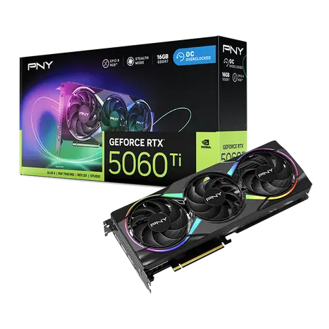 PNY GeForce RTX 5060 Ti ARGB Epic-X OC 16GB / 2407 - 2692Mhz / 16GB GDDR7 / 128bit / 1x HDMI + 3x DP / 600W (8)