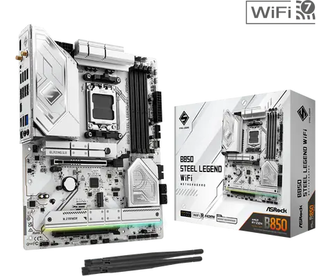 ASROCK B850 Steel Legend WiFi AMD B850 / DDR5 / SATA III / USB 3.2 / 2.5GLAN / Wi-Fi 7 / sc. AM5 / ATX