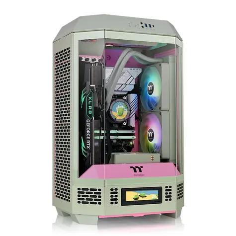 Thermaltake The Tower 300 šedo-růžová / micro ATX / 1x USB-C / 2x USB-A / bez zdroje / průhledná bočnice 