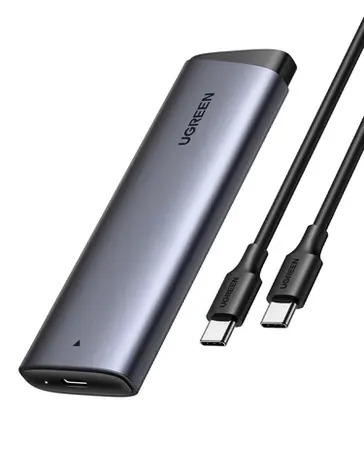 Ugreen m.2 SSD externí pouzdro šedá / USB 3.2 Gen 2 / USB-C / kabel 0.5 m