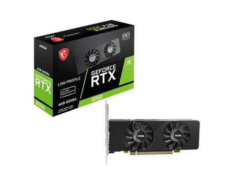 MSI RTX 3050 LP E 6G OC / 1492 MHz / 6GB GDDR6 / 96-bit / 2x HDMI + 1x DP / 70W