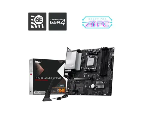 MSI PRO B840M-P WIFI6E / B840 / 4x DDR5 / 1x 2.5GLAN / Wi-Fi / mATX 