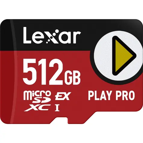 Lexar PLAY PRO microSDXC Express Card 512GB / čtení: 900MBps / zápis: 600MBps / V30