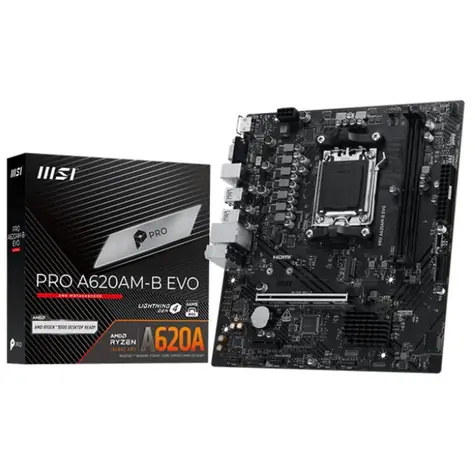 MSI Pro A620AM-B / A620 / AM5 / 2x DDR5 / PCIEx16 / 2.5GLAN / mATX