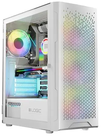 Logic Aramis ARGB Midi bílá / ATX / micro-ATX / mini-ITX / bez zdroje / 1 x USB 3.0 / 2 x USB 2.0 / průhledná bočnice