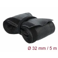 Delock Pletené opláštění na suchý zip černá / 5 m x 32 mm