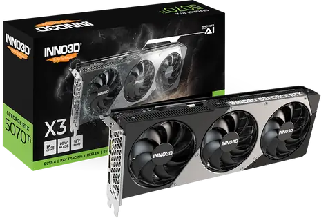 Zánovní - Inno3D GeForce RTX 5070 Ti X3 16GB OC / 2452MHz / 16GB GDDR7 / 256-bit / 1x HDMI + 3x DP / 850W (16) / zánovní