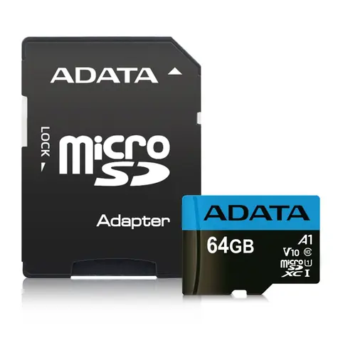 Rozbaleno - ADATA Micro SDXC karta Premier 64GB + SD adaptér / UHS-I / CLASS10 / R: 85MBs / W: 25MBs / rozbaleno
