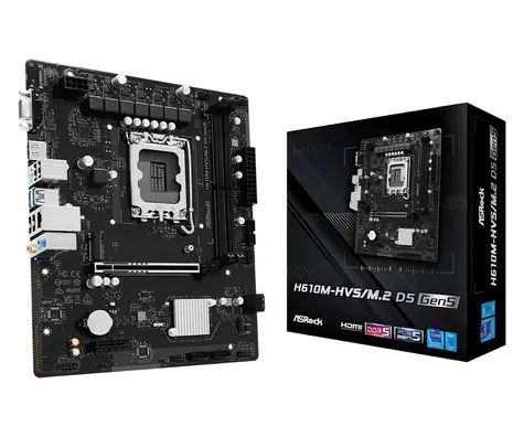 ASRock H610M-HVS/M.2 D5 / H610 / LGA 1700 / 2x DDR5 / PCIEx16 / 1x GLAN / mATX