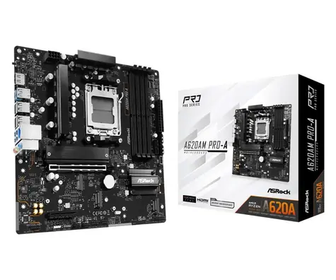 ASRock A620AM PRO-A / AMD A620A / 4xDDR5 / 2x SATA III / USB / GLAN / M.2 / sc. AM5 / mATX