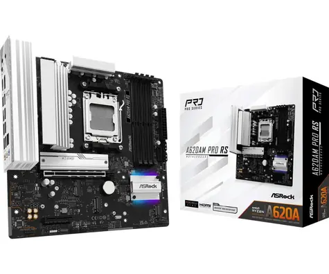 ASRock A620AM PRO RS / AMD A620A / 4xDDR5 / 2x SATA III / USB / GLAN / M.2 / sc. AM5 / mATX
