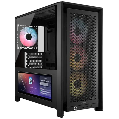 Corsair FRAME 4000D LCD RS ARGB černá / E-ATX / 3x USB-C / 4x 120mm PWM ARGB / bez zdroje / LCD / průhledná bočnice 