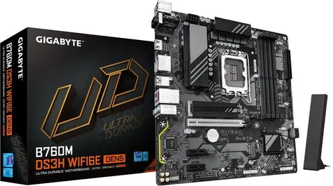 GIGABYTE B760M DS3H WIFI6E GEN5 / B760 / LGA1700 / 4x DDR5 / 4x SATA III / USB / 1x PCIE x16 / 1x 2.5GLAN / 2xM.2 / mATX