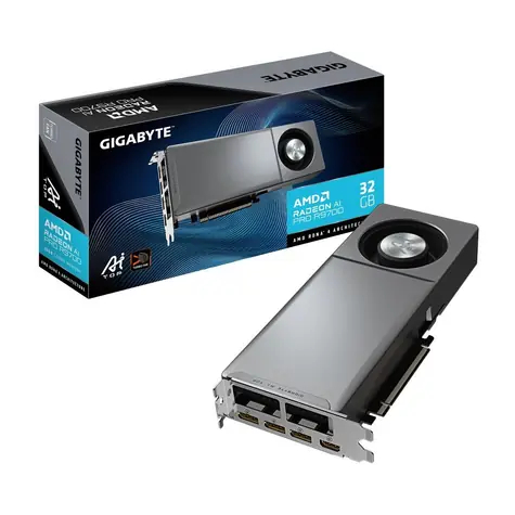 GIGABYTE Radeon AI PRO R9700 AI TOP 32GB / 1660-2920MHz / 32GB GDDR6 / 256-bit / 1xHDMI + 4xDP / 1x 16pin