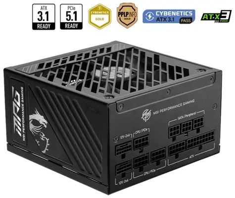 Rozbaleno - MSI MPG A1000GS PCIE5 / 1000W / 135mm ventilátor / PFC / modulární / 80PLUS Gold / rozbaleno