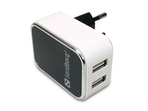 Sandberg USB AC nabíječka / 2 USB / 110-240V / 3400 mA / černo-bílá