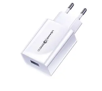 USAMS CC083 Single QC.3 USB Cestovní Nabíječka bílá / 1x USB