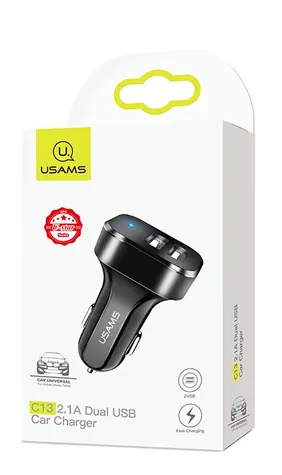 USAMS CC087 Dual USB Autonabíječka 2.1A černá / 2x USB