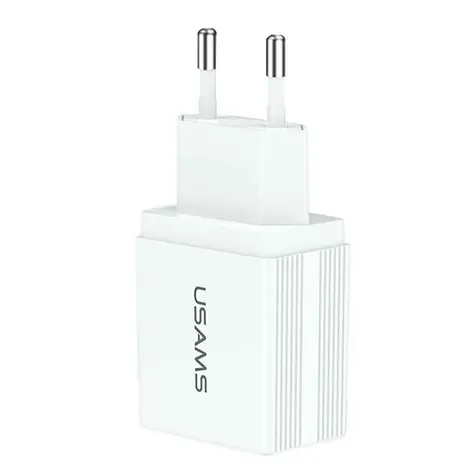 USAMS CC090 T24 2.1A Dual USB Cestovní Nabíječka bílá