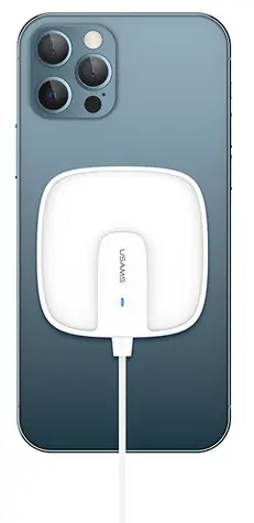 USAMS CD159 W1 Extra Thin 15W Rychlý Magnetický Bezdrátový Dobíječ bílá