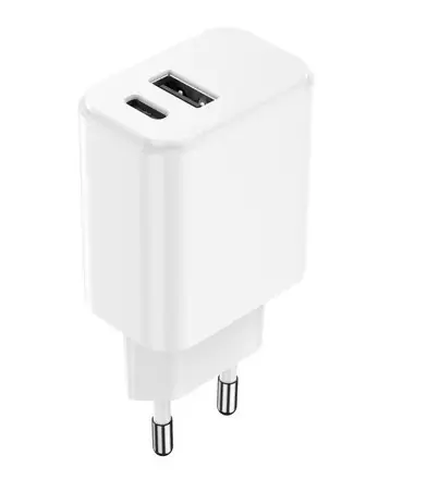 Setty GSM106083 bílá / Rychlonabíječka do sítě s 2x USB / 1x USB-A / 1x USB-C / 20W / 3A 