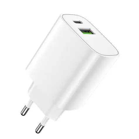 Forever LS-04 QC PD 20W Rychlonabíječka do sítě bílá / 1x USB-A 1x USB-C / QC 