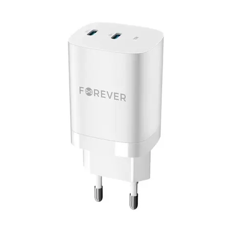Forever GaN TC-05-35CC Rychlonabíječka do sítě bílá / 2x USB-C / 35W / PD / QC 