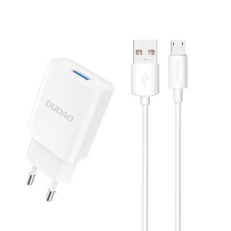 Dudao A4EU síťová nabíječka / USB-A / 2.1A / micro USB kabel / bílá