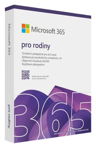 Microsoft 365 pro rodiny CZ / PC & Mac / 64 bit / Bez média / Krabicová licence