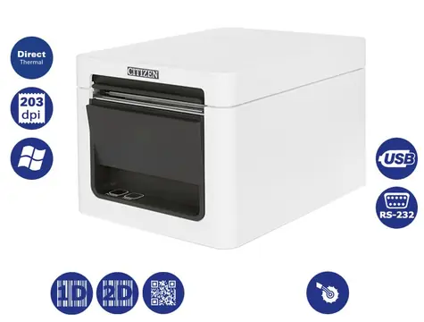 Citizen CT-E351 (RS-232) bílá / pokladní / 83mm / Termotiskárna / 203dpi / USB / RS232 / řezačka / zdroj / bílá