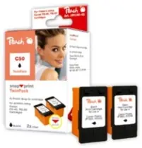 Peach PG-50 / PG-40 / PG-37 / alternativní cartridge bez tiskové hlavy  / Twinpack / 2x22 ml / černá